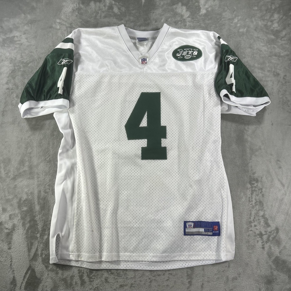 New York Jets Jersey Mens 2XL White NFL Football Brett Favre 4 Authentic Reebok